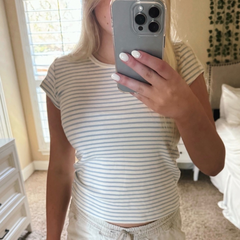 BRANDY MELVILLE blue & white striped top